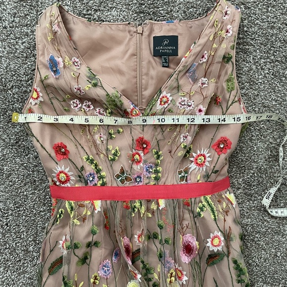 Adrianna Papell Floral V Neck Fit and Flare floral embroidered dress - Picture 14 of 15